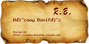 Récsey Bonifác névjegykártya